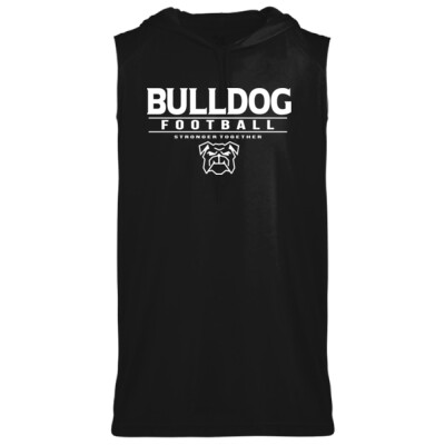 Youth Bulldog Football Stronger Together White Imprint Sleeveless Drifit Hoodie Thumbnail