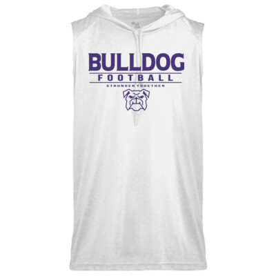 Youth Bulldog Football Stronger Together White Imprint Sleeveless Drifit Hoodie 2 Thumbnail