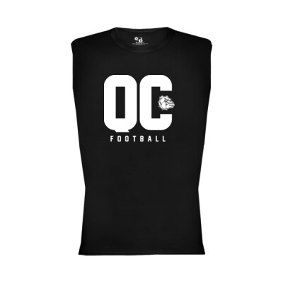 QC Bulldog Football Black Sleeveless Compression Thumbnail