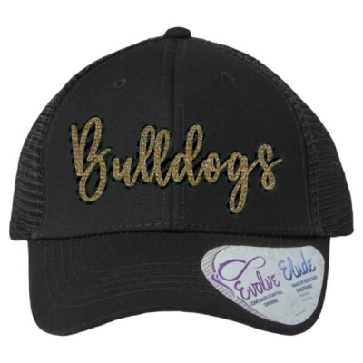 Women's Gold Glitter and Black Bulldogs Modern Trucker Cap Thumbnail