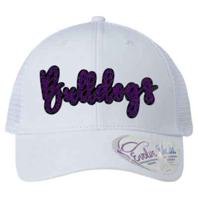Women's Purple Glitter and Black Bulldogs Modern Trucker Cap Thumbnail
