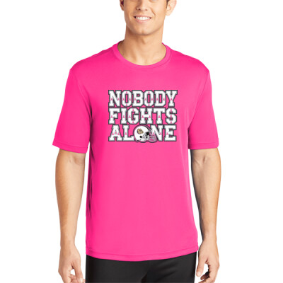 Adult Nobody Fights Alone Breast Cancer Bulldog Football Dri-Fit T-shirt Thumbnail
