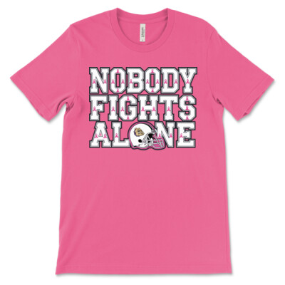 Adult Nobody Fights Alone Breast Cancer Bulldog Football T-Shirt Thumbnail